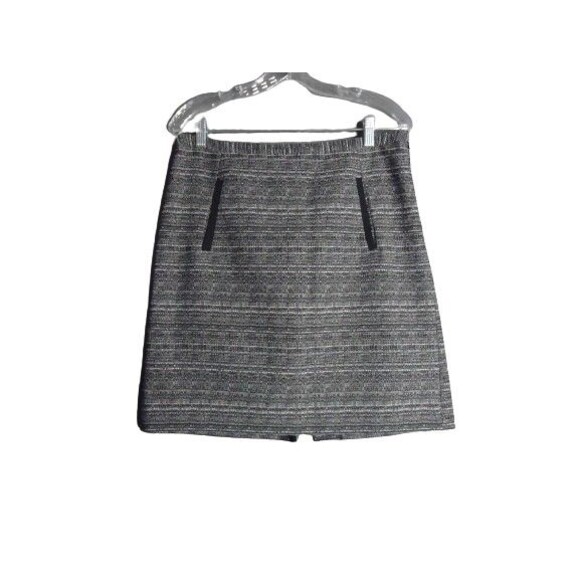 Ann Taylor Loft Outlet Pencil Skirt Black/White Print Zip W/Pockets Lined Size 8 - Picture 1 of 9